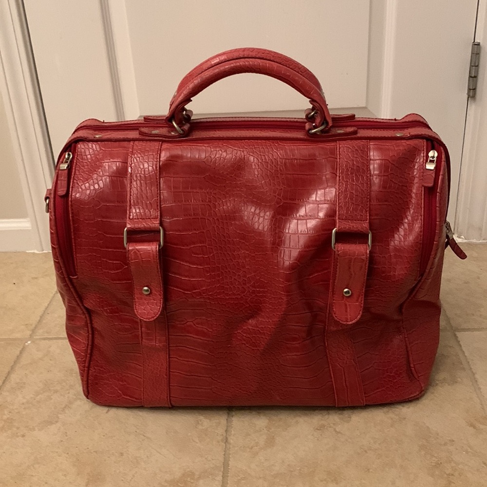 Bed & Body Works Red Crocodile Duffle Bag